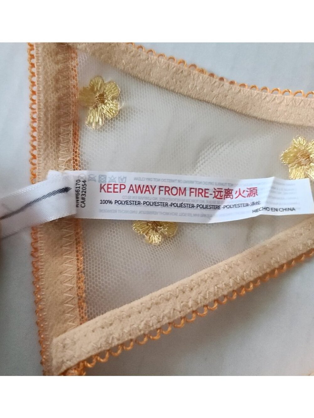 Urban Outfitters Out From Under Embroidered Sheer Thong Panty L Orange Sexy NWOT - Picture 7 of 8